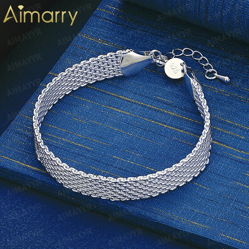 925 Sterling Silver 10mm Mesh Woven Wide Version Bracelet for Women's Parties Banquets Weddings High-quality Fashion Jewelry
