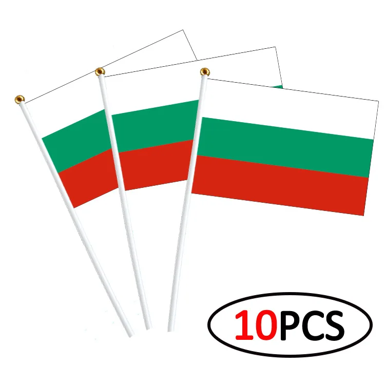 

10/50/100Pcs Double-Sided Polyester Print Bulgarian Flag Hand Waving Flag for European-Themed Events National flag wholesale