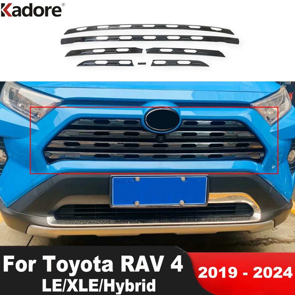 For Toyota RAV4 RAV 4 Limited/LE/XLE/Hybrid 2019-2021 2022 2023 2024 Steel Car Front Center Grille Grille Cover Trim Accessories