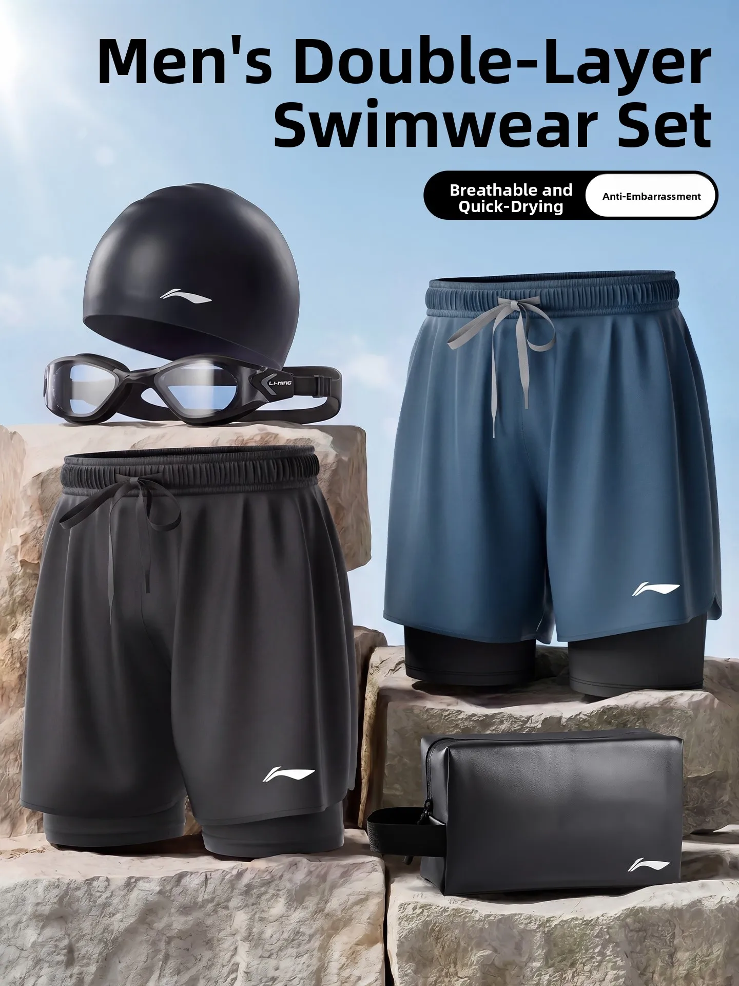 ensemble-de-natation-pour-hommes-a-sechage-rapide-double-couche-anti-embarras-cinq-pieces-avec-lunettes-bonnet-et-sac