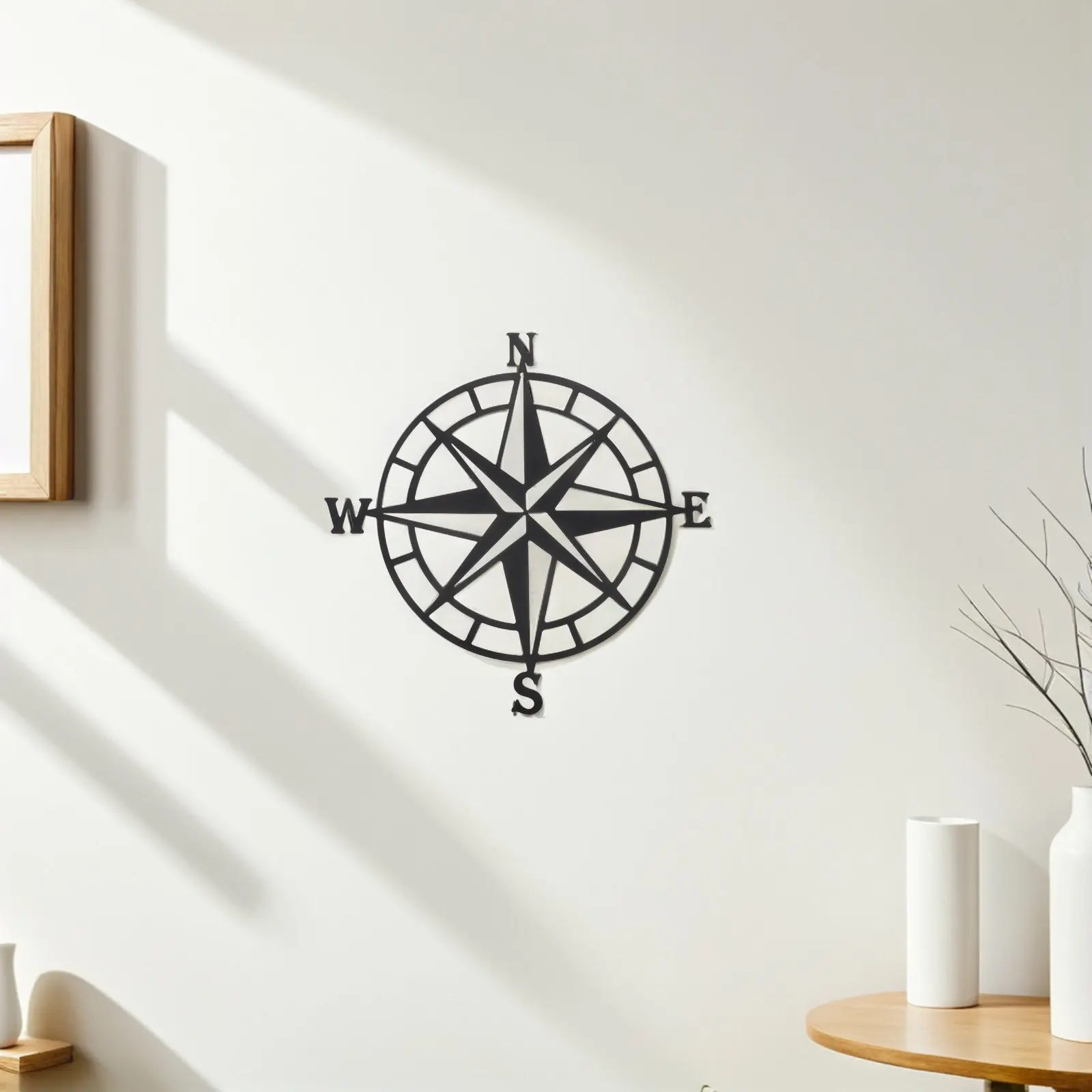 Rustic Vintage Metal Nautical Compass Wall Decor Coastal Beach Theme Home Decoration Living Room Bedroom Office