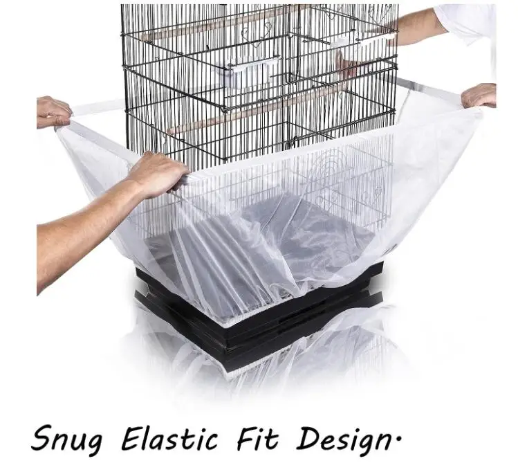Universal Mesh Bird Cage Cover Shell Skirt Net Easy Cleaning Catcher Guard Bird Cage Stretchy Mesh Parrot Bird Cage Net