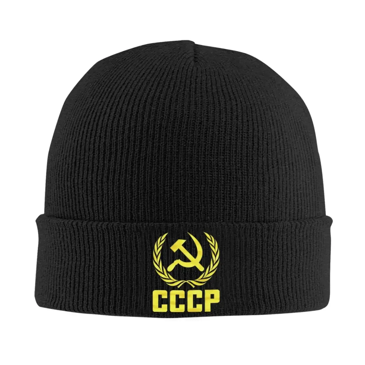 CCCP HAMMER AND SICKLE Beanie Hats Bonnet Hats Men Women Unisex Vintage Outdoor Knitted Hat Winter Custom Warm Soft Caps