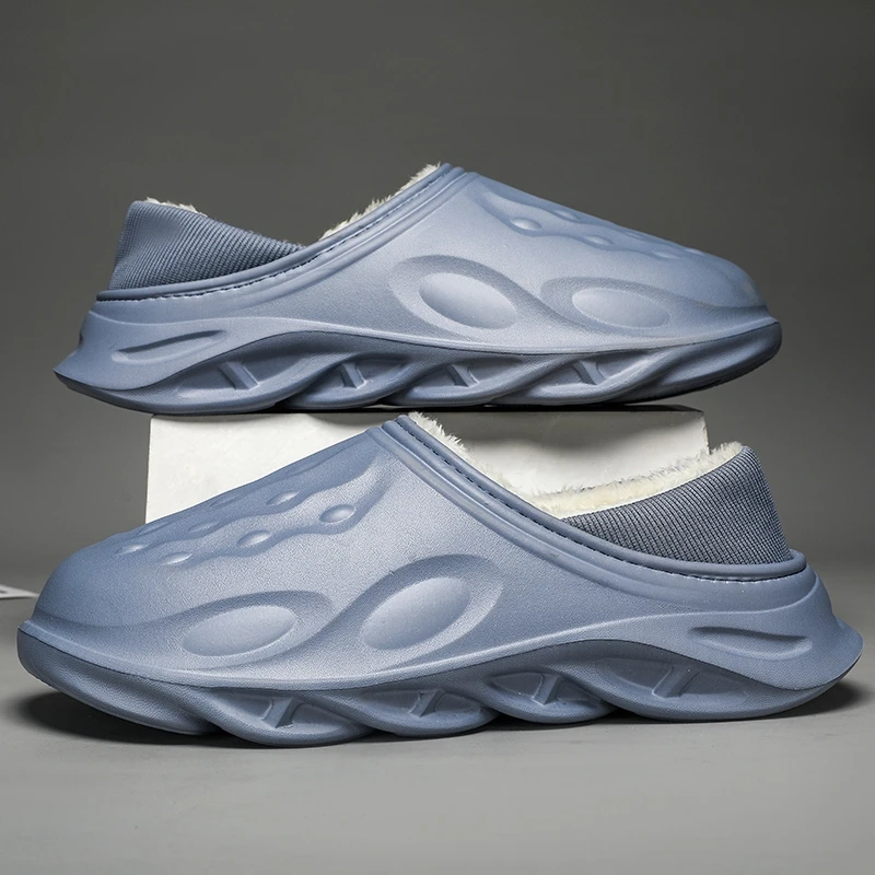 

New Winter Men's Cotton Slippers Outdoor Wrap Heels Warm Chef Shoes Male Indoor Waterproof House Plush Warm Slippers Big Size