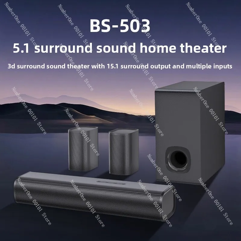 5.1 Channel Soundbar Bluetooth Speaker, Home Theater Surround Stereo TV Bar Audio System