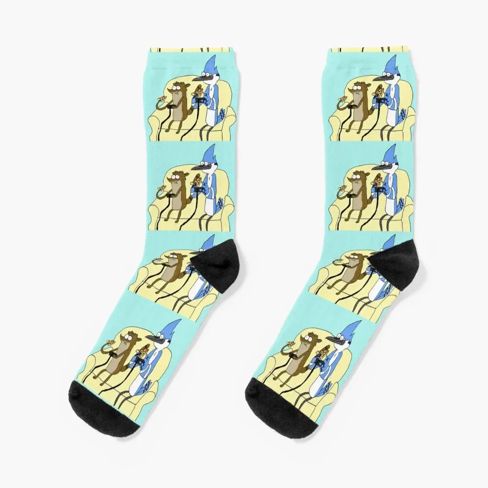 

Rigby and Mordecai Best team, Love for pizza and games Socks Stockings set Socks Man Women's