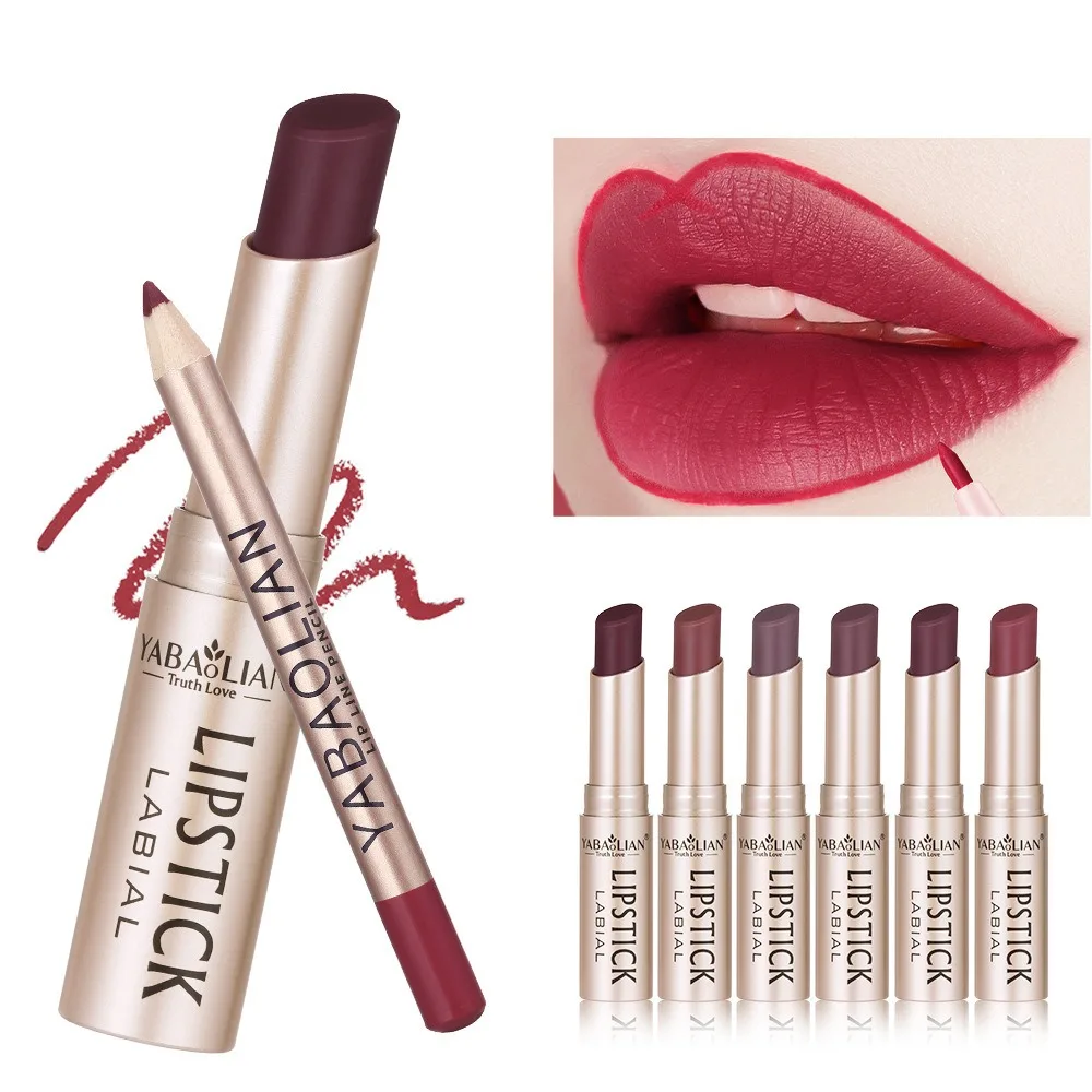 12 Color Lip Liner Long-lasting Easy Coloring Non-Stick Cup Long-lasting Waterproof Matte Lipstick Lipstick Set