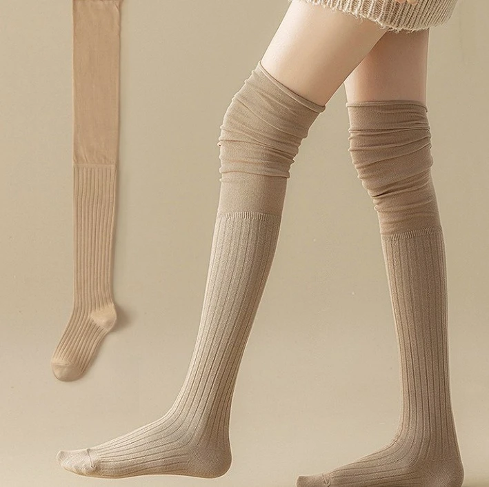 1 pair Women's Knee-length Socks Warm Knitted Boot Socks Leg Fashion Versatile Academy Style Ladies Thigh-length Socks