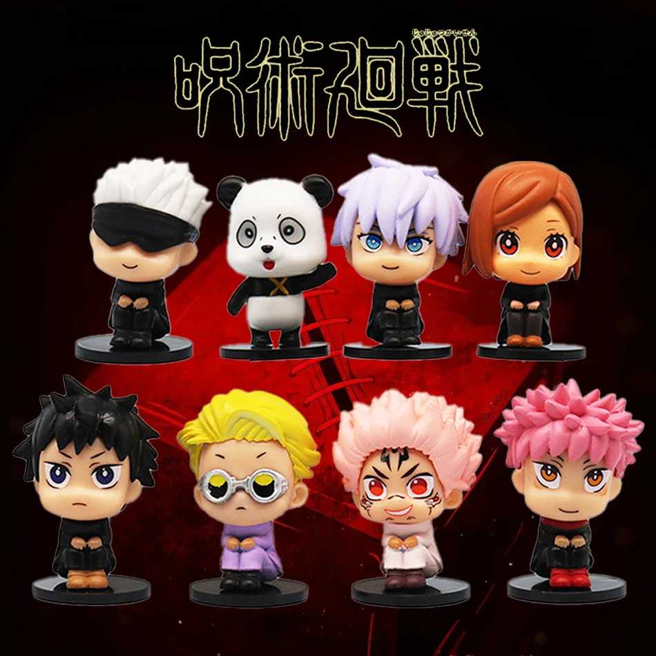 

8Pcs Set 6cm Anime Jujutsu Kaisen Figure Itadori Yuji Gojo Satori Fushiguro Megumi Kugisaki Kawaii Toy Car Decoration PVC Model
