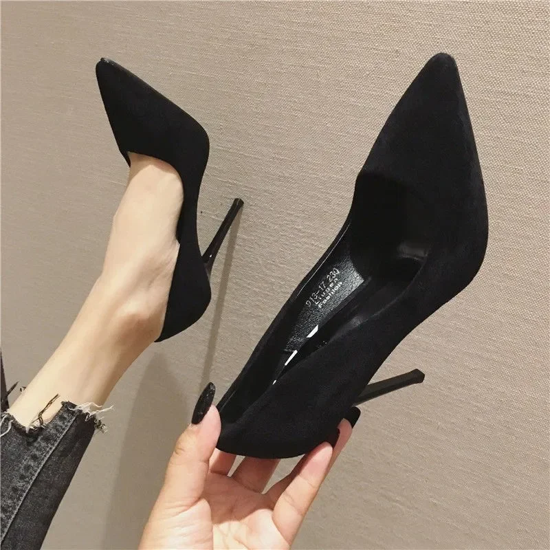 Heels Women Shoes Trend Pumps Stiletto Heel Pointed Toe Elegant Sexy Dress Party Designer Black Loafers Office Plus Size 43