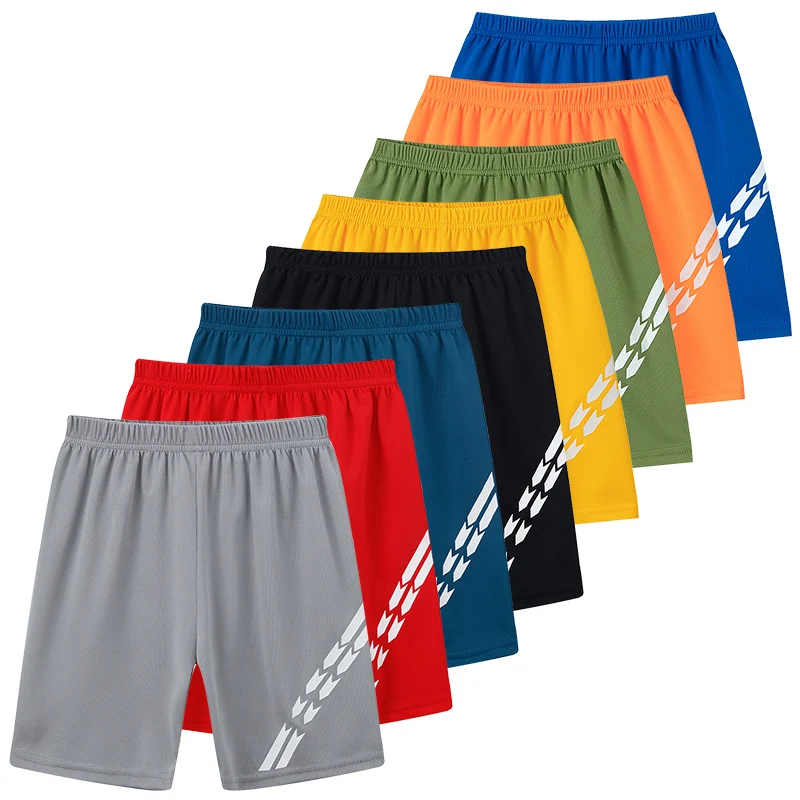Pantalones cortos deportivos multicolores de secado rápido para niños y niñas, pantalones cortos holgados de 5 puntos para correr y jugar, verano, 1/4 Uds.