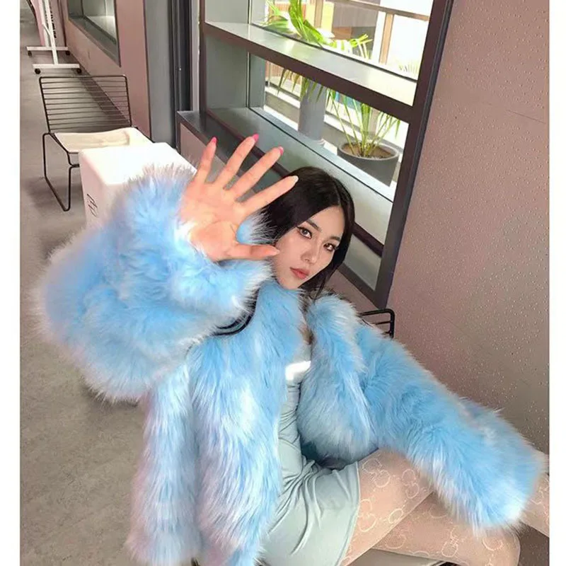 Fashionable Temperament Medium And Long Plush Coat 2024 Autumn And Winter New Slim Fit All-match Popular Faux Fur Coat Women