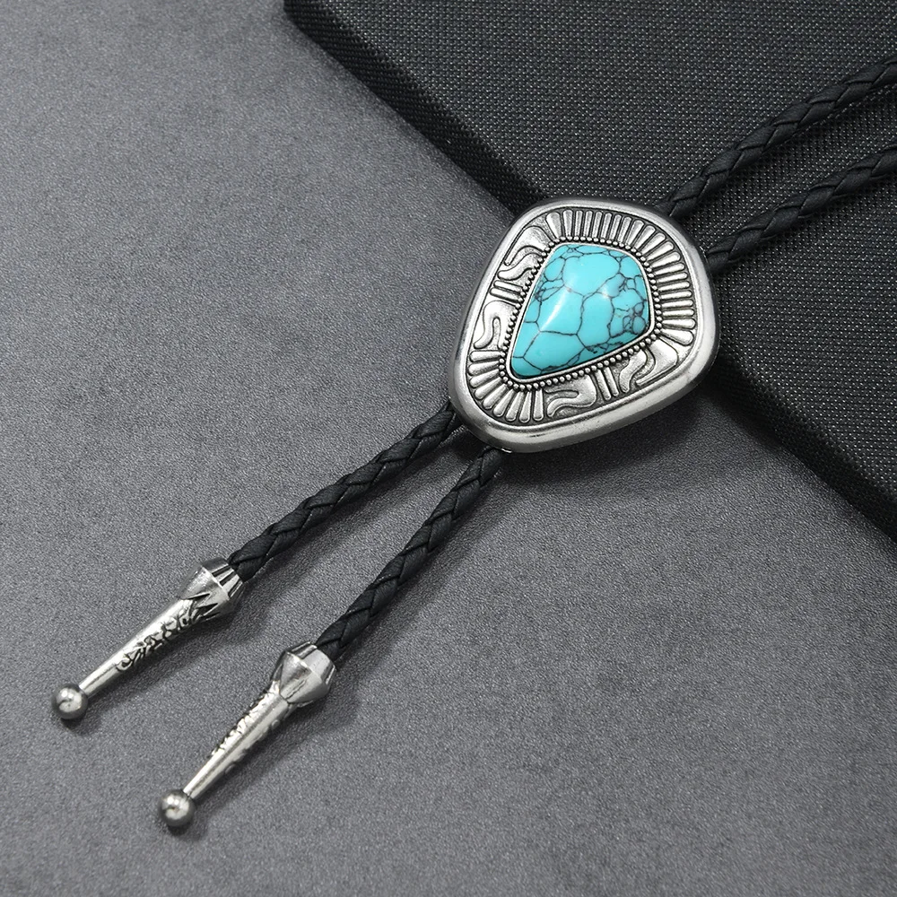 New Vintage Bolo Tie Western Cowboy Turquoise Western Cowboy Necktie for Men Valentine's Day Jewelry Gifts