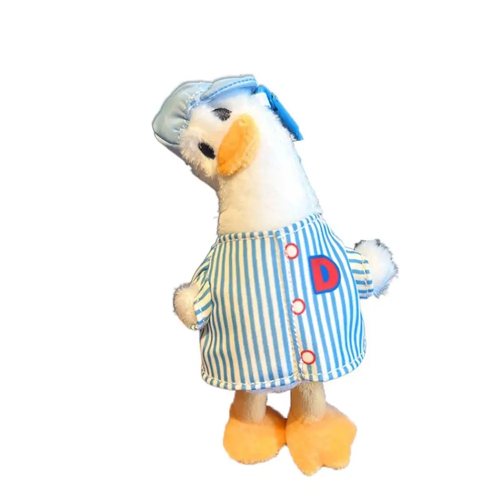 Tilt Head Duck Plush Toy Pendant Striped Clothes PP Cotton Duck Plush Keychain Soft Kawaii Cartoon Duck Doll Keyring