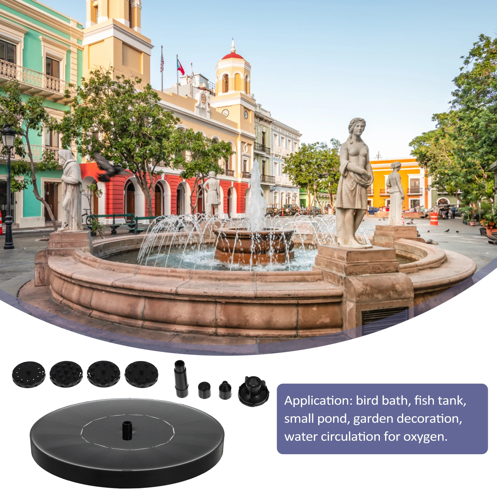 

Round Solar Fountain Floating Water Pump for Garden Decoration Bird Bath Pond Eco Friendly Solar Powered