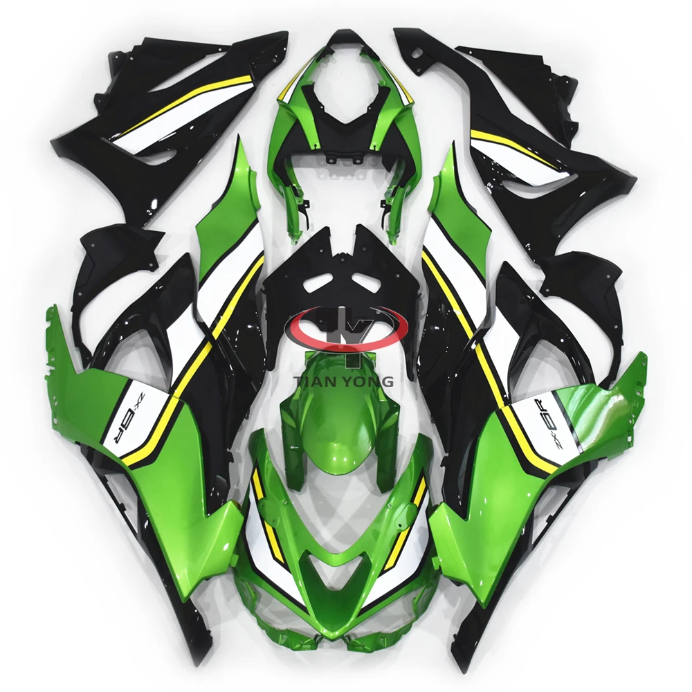 Injection Green white yellow striped decal Motorcycle For Kawasaki ZX6R Full Fairing Kit 2024-2025 636 Bodywork Cowling