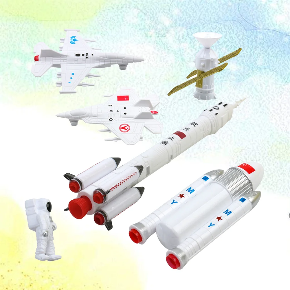 

1 Set 7pcs Simulation Early Learning Aviation Model Exploration Toy Space Shuttle Space Satellite Set Creative Airplane Model Ar