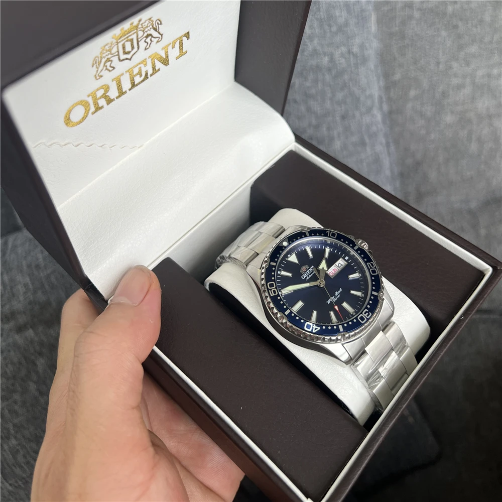Orient Watch Man تجديد الساعات الميكانيكية الأوتوماتيكية اليابانية 20Bar مقاوم للماء ساعة رياضية مضيئة الفولاذ المقاوم للصدأ ساعة رجالية