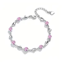 LYEE CYEE 925 Sterling Silver Heart Shaped Bracelet For Women vintage style Pink Moissanite Charm Bracelets Original Party Jewelry - Image 7