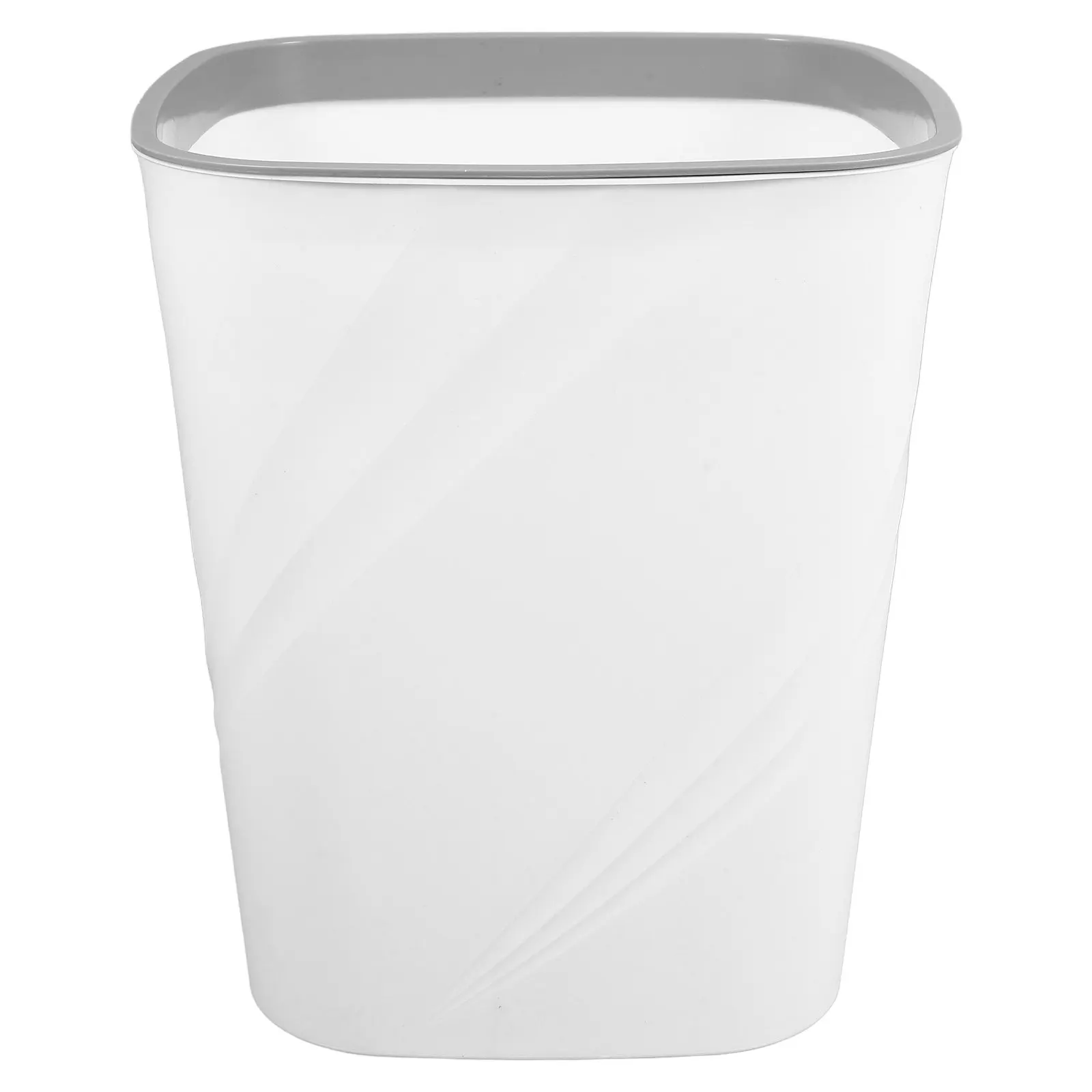 Large Volume Slim Profile Trash Can with Lift Lower Press Ring for Kitchen Bathroom Office Home Use Plastic Rectangular