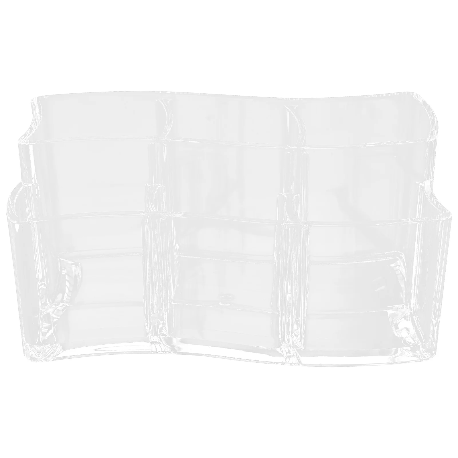 

Transparent 6 compartment Wavy Curved Desktop Makeup Tool Storage Box Stationery Pen Pencil Holder Office Brush ganizer