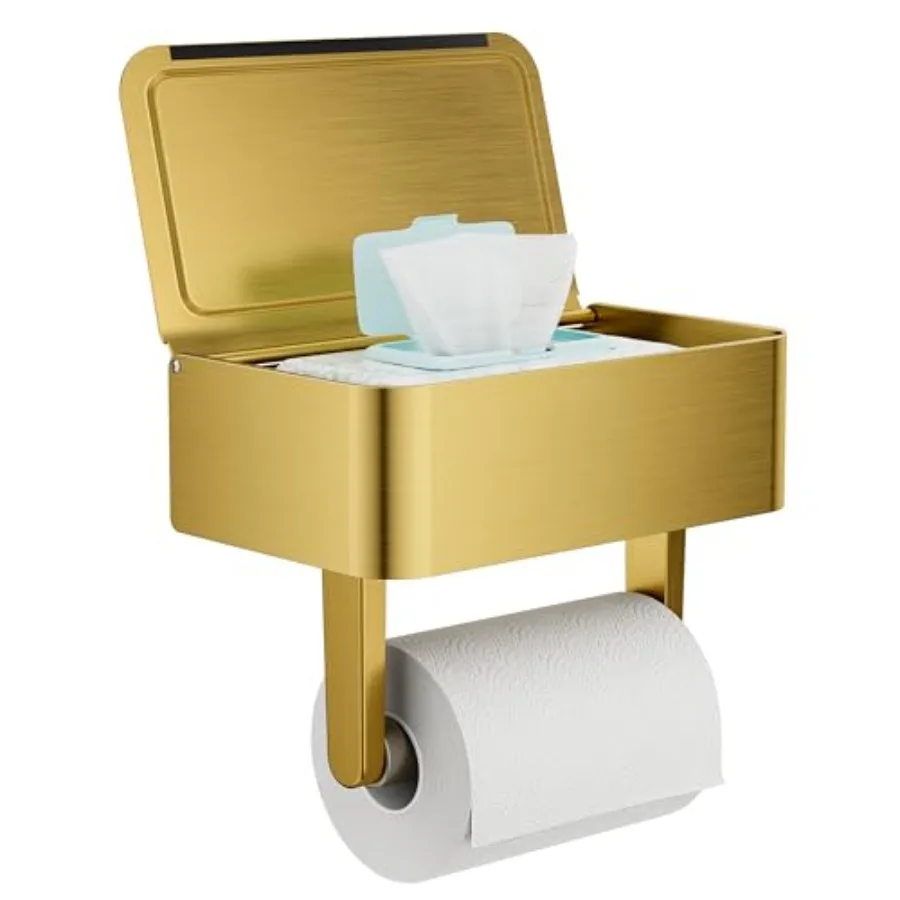 

Toilet Paper Holder with Shelf Wipes Holder for Bathroom Flushable Wipes Dispenser Stainless Steel Toilet Paper Roll Holder wit