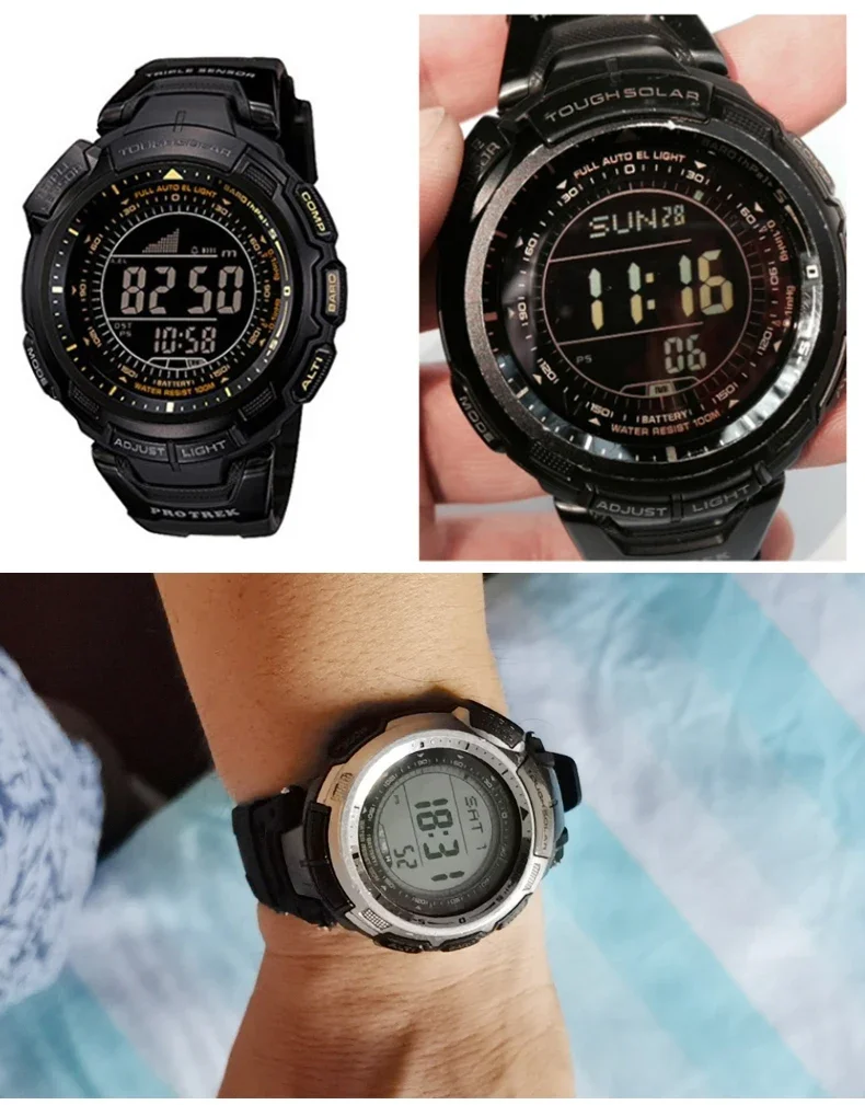 Черный силиконовый ремешок для часов 26 мм для серии Casio PROTREK PRG-110Y/PRW-1300Y PRG-130Y/PRW-1500Y водонепроницаемый спортивный браслет