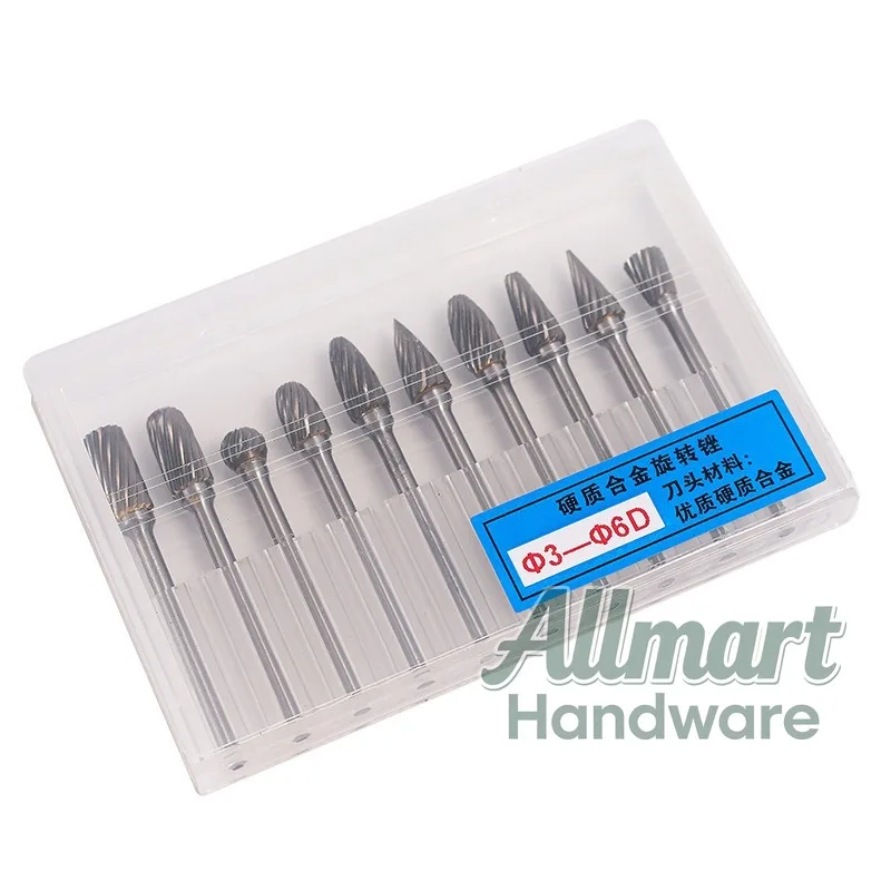 10PCS Wood Carbide Rotary Burr Set, Woodworking Router Bits, Wood Carving Engraving Burrs for Electric Grinder Kit view 5