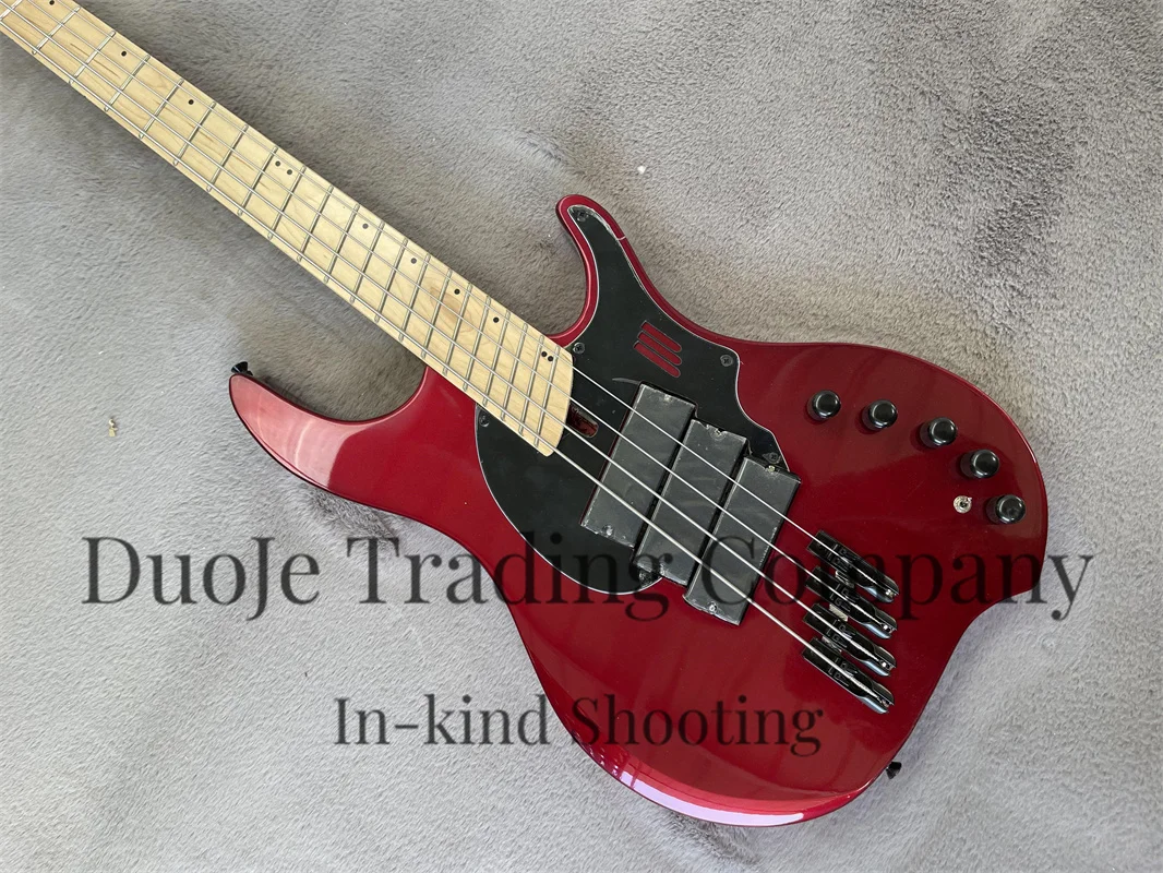 Metal Red Bass Ding W4 string bass Maple fingerboard Black Single bridge Active Battery case 3 piece pickup factory custom