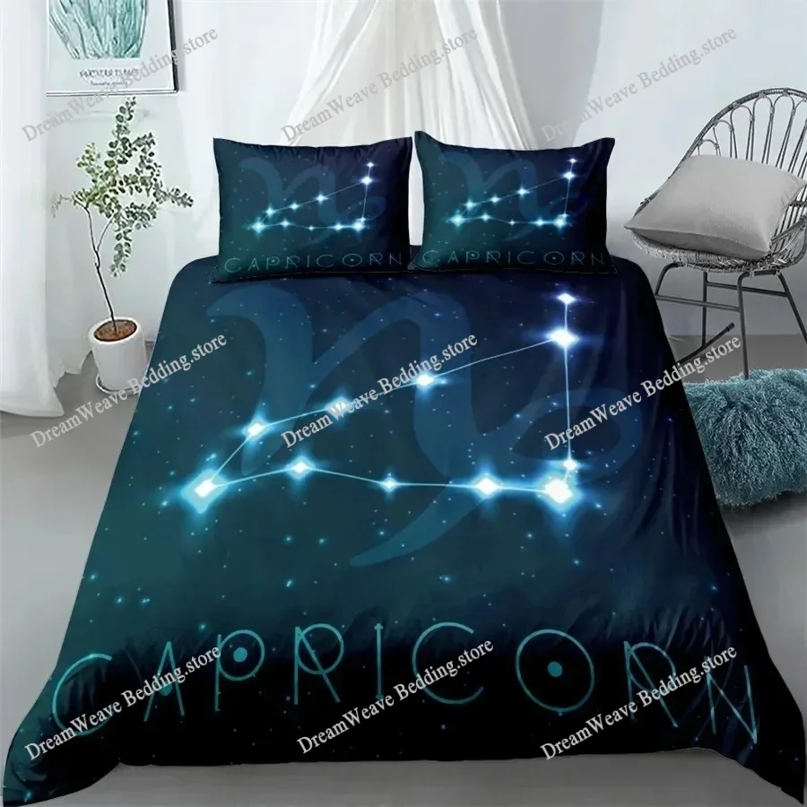 

Aquarius Sign Zodiac Bedding Set King Queen Double Full Twin Single Size Duvet Cover Pillowcase Bed Polyester Bedding Set