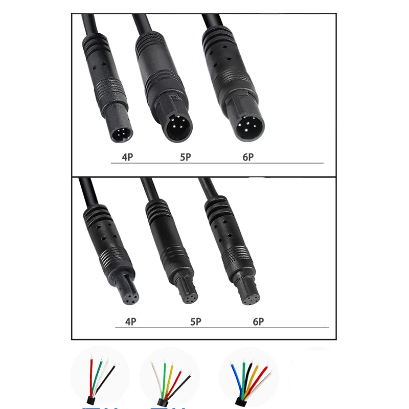 4pin 5pin 6pin Man-vrouw Koord Auto Voertuig DVR Camera Uitbreiding connector Kabels HD Monitor Achteruitrijcamera draad W1