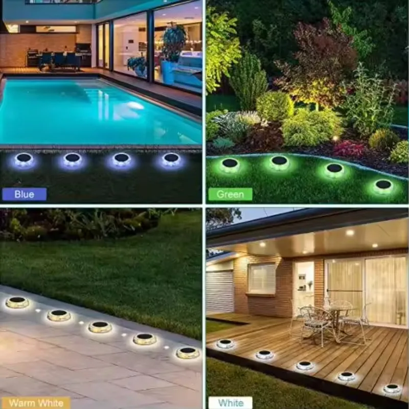 Round Shape Solar Power Outdoor Garden Light for Deck Dock IP67 Solar Pathway Dish Light garden decoration