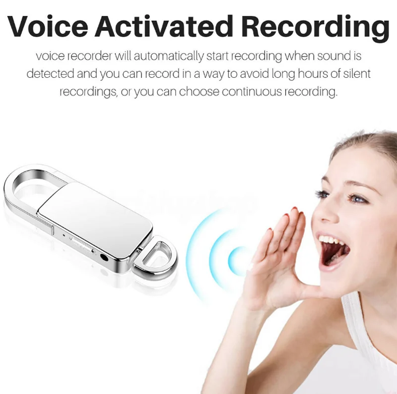 Mini Voice Recorder 128G Long Recording Keychain Sound Audio Recorder Noise Reduction One-button Recording Dictaphone MP3 Player