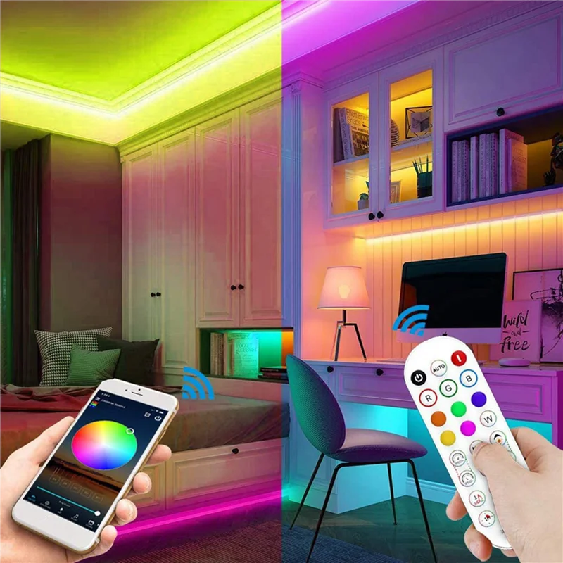A36T-2X واي فاي الذكية RGB وحدة تحكم بالموسيقى لشريط LED الضوء + جهاز التحكم عن بعد بالأشعة تحت الحمراء 24 مفاتيح لاسلكية لأضواء الشريط الملون