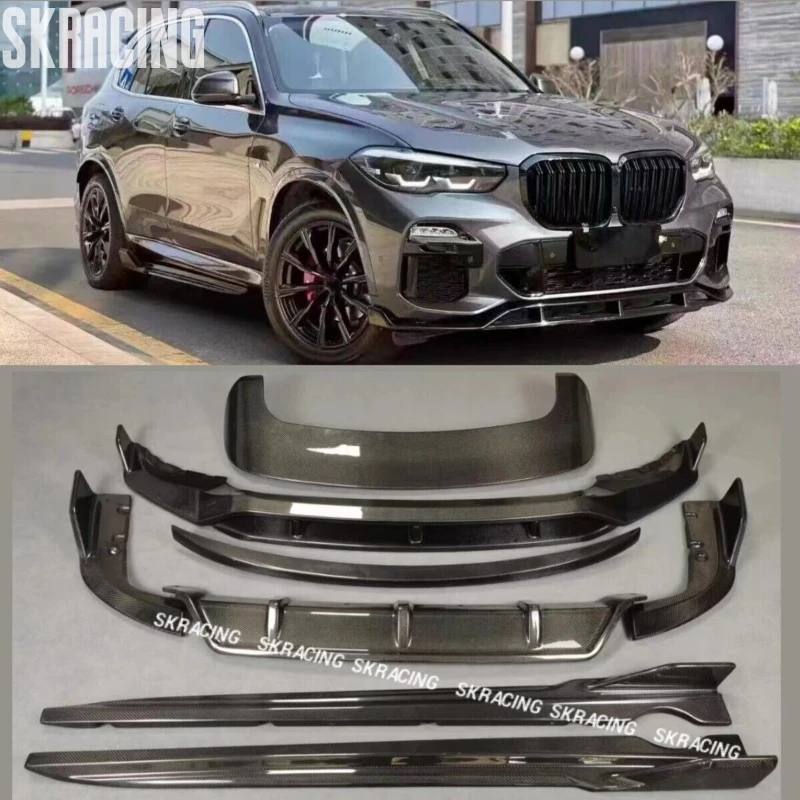 Real Carbon Fiber Front/Rear Lip Spoiler Wing Side Skirt For BMW X5 G05 2019-2021 Body Kits