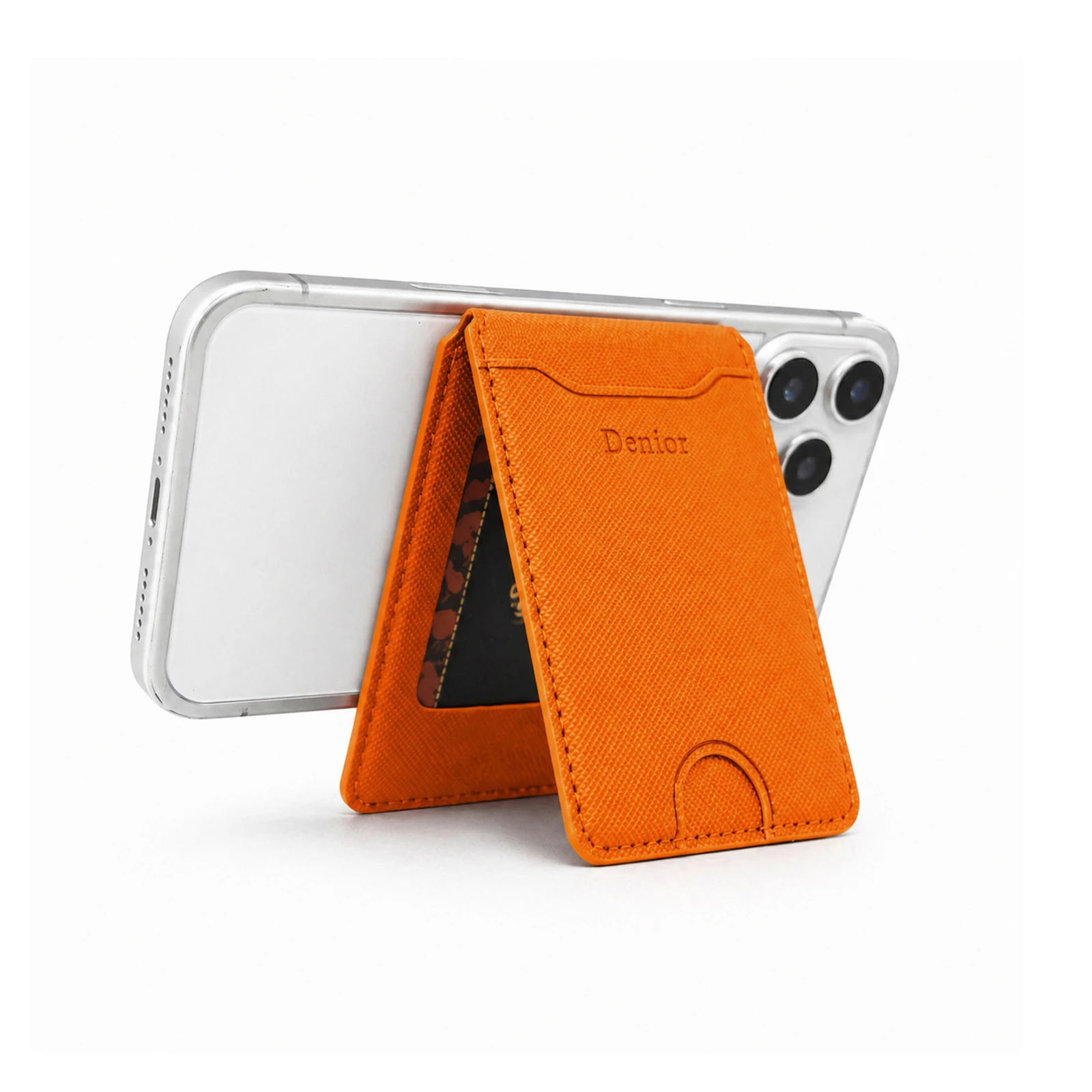 Mobile Phone Wallet Stand Magnet Flip Pocket Card Storage Push Card Hole Luxury Faux Leather Magnetic Stand Buckle Bag Wallet view 4