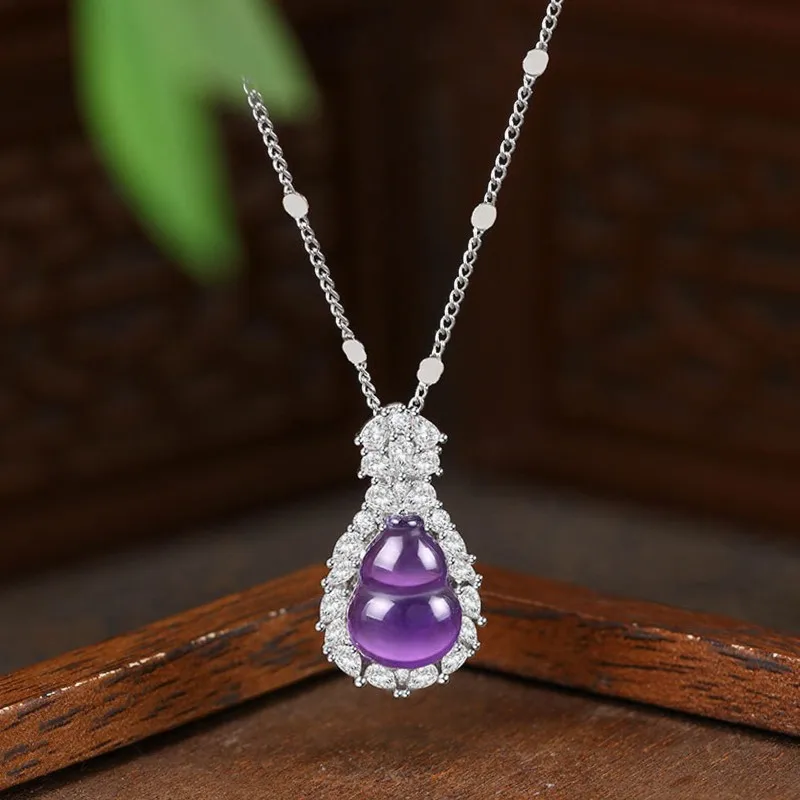 Lucky Bracelet Hand String New Chinese-Style Purple Qi From The East Natural Amethyst Gourd Necklace Niche High-End Light-Luxury