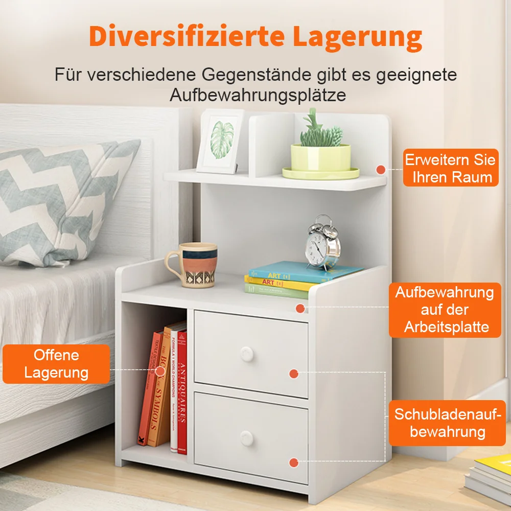 60*33*26CM/ 60*43*26CM Nightsatand Bedside Table Side Table with drawers Wooden Bedroom Nightsatand Modern Table