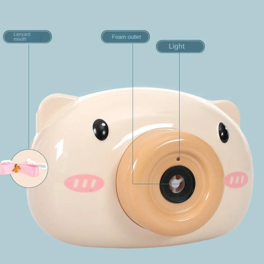 ماكينة فقاعات الأطفال المتينة، ماكينة صنع فقاعات الصابون على شكل كاميرا أوتوماتيكية، لعبة خنزير كرتونية، منفاخ فقاعات كرتونية للفتيات والأولاد