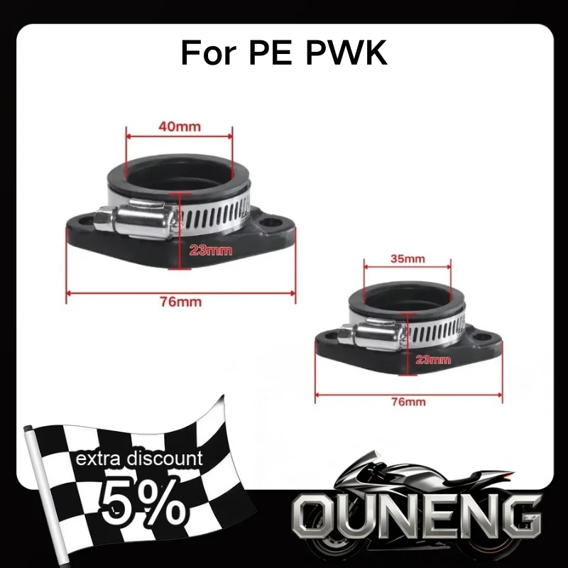 

35mm 40mm Motorcycle Carburetor Flange Adapter Intake Pipe Rubber For Universal KEIHIN MIKUNI KOSO PE PWK21-34 Carb Air Intake