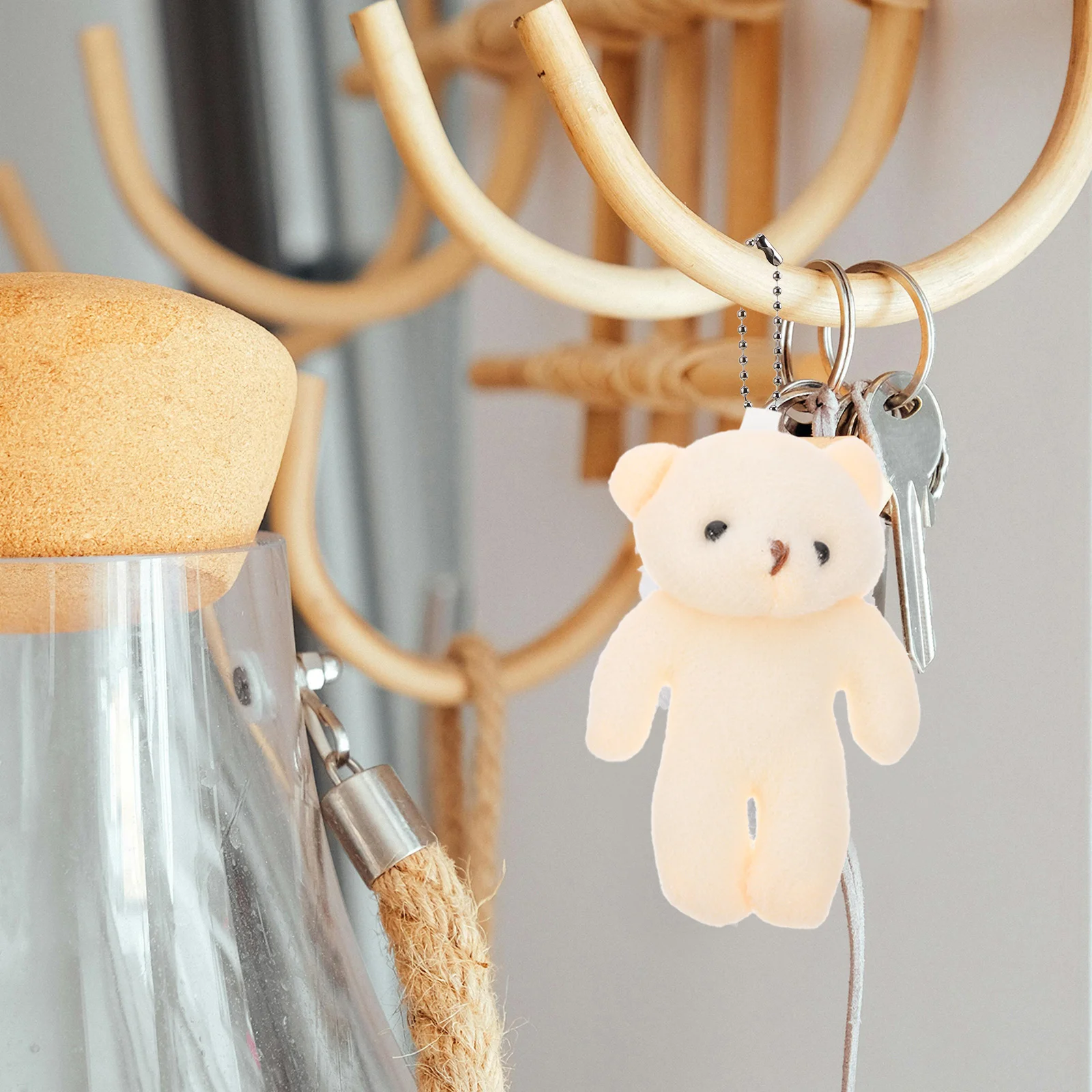 10pcs Mini Plush Bear Dolls PP Cotton Fabric Cute Hanging Toys Lightweight Door Window Keychain Purse Gifts Kids Girls Christmas