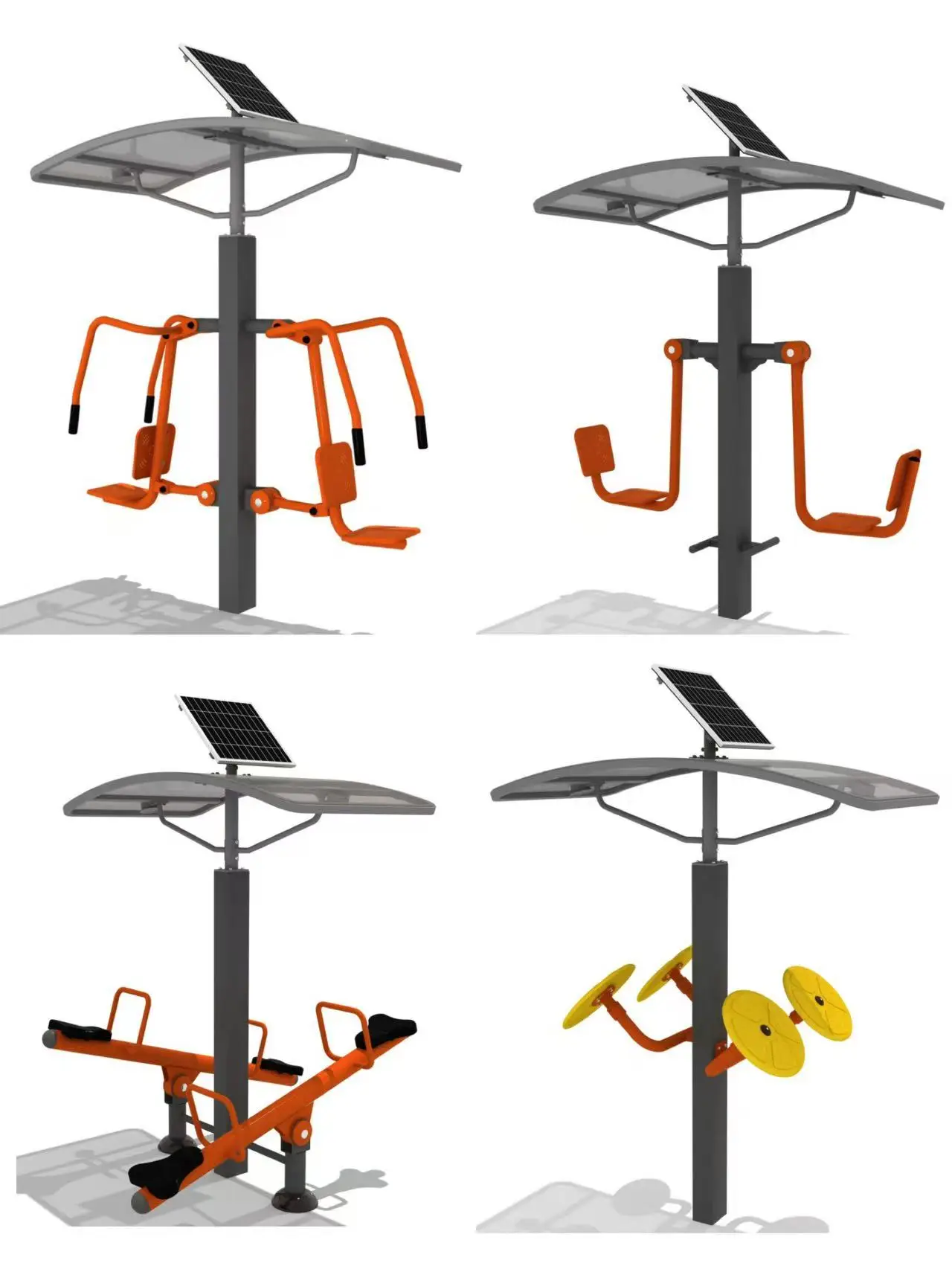 Solar-Powered Seated Push Trainer Steel Outdoor Fitness Equipment Suitable for Public Parks