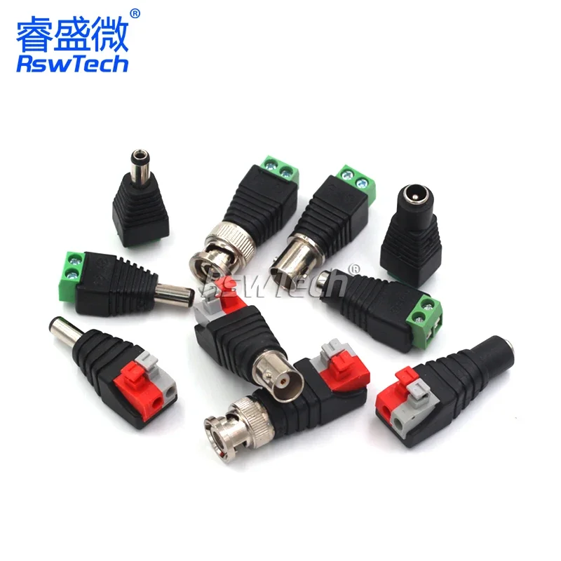 2pcs 5.5x2.5mm DC Balun Adapter Screw Fastening Connector DC Plug 5.5x2.1MM