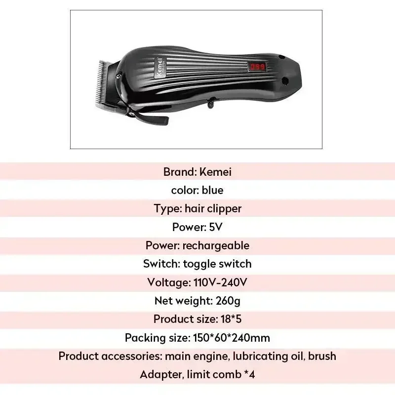 Cortadora de pelo KEMEI, interruptor Retro de carga, batería de litio, KM-3703 de larga resistencia