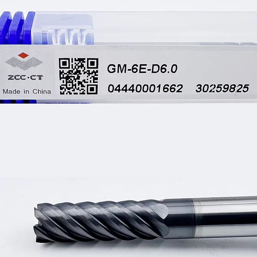 GM-6E-D10.0 ZCC.CT GM-6E Six blade straight shank flat end milling cutter D10.0*10*30*75 6F Flat end mill 6 Flutes Flat end mill