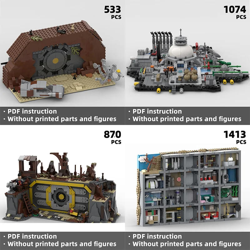 

Intricate Vault Interior with Tech Machinery Underground Shelter Diorama, Falowt！Piece Apocalyptic Bunker Building Bricks