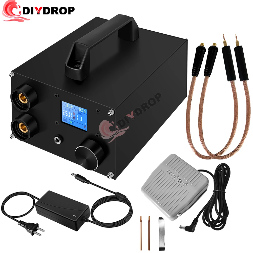 250 Gears Spots Welding Machine Double Capacitors Energy Storage Dual-pulse Welding 0.3mm Nickel Sheet 18650 Battery Spot Welder