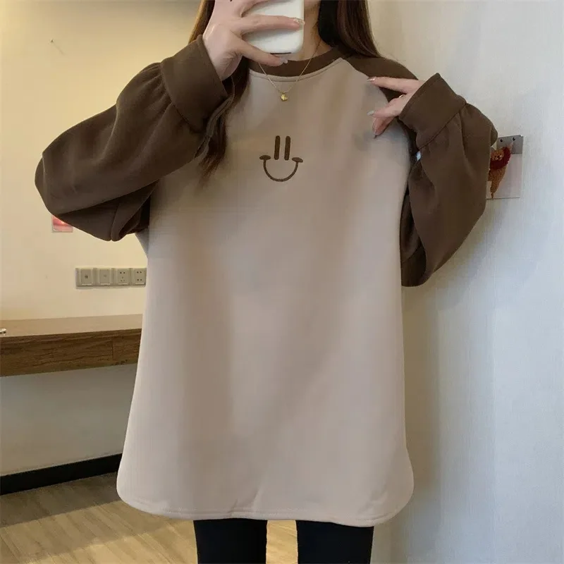 ZOUXO Sweatshirt Women 2022 Spring Autumn New Fashion Large Size Sweatshirt Fleece Thickened Long Sleeve Pullovers Clothes