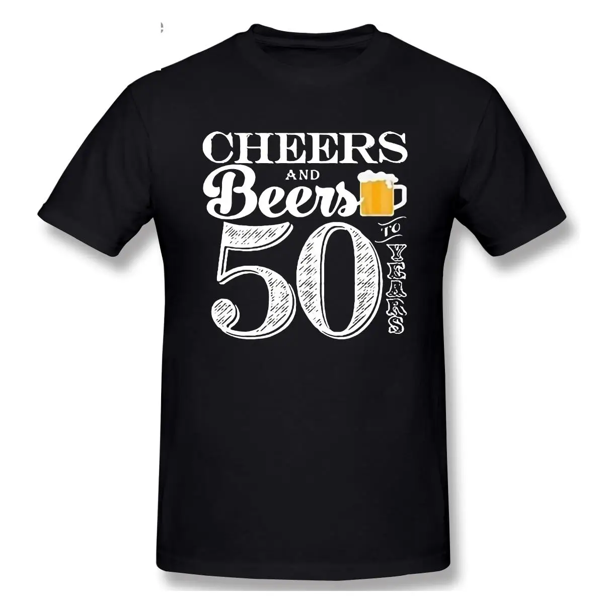 

2021 Fashion Graphic T-shirt Cartoon Anime Cheers And Beers To My 50 Years Short Sleeve Casual Men 100% Cotton T Shirt Tees Top
