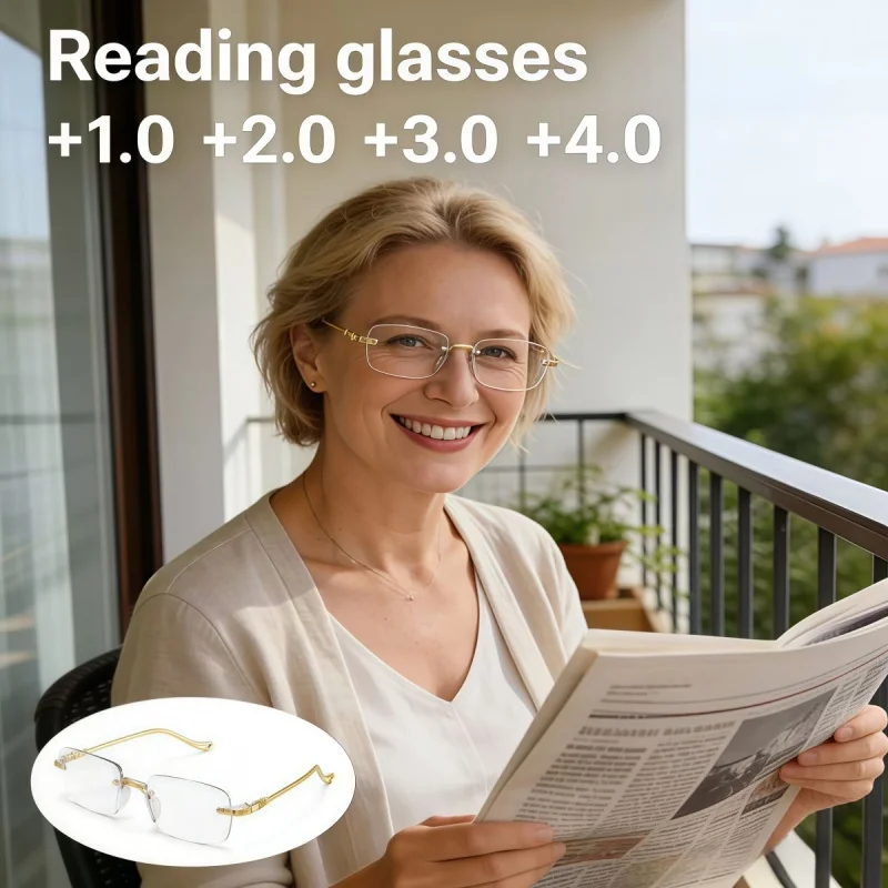 European and American rimless fashionable glasses for middle-aged and elderly people, comfortable to wear and easy to use